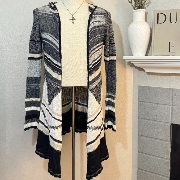Y2K Boho vintage Mudd asymmetrical hooded long sleeve cardigan - Picture 1 of 9